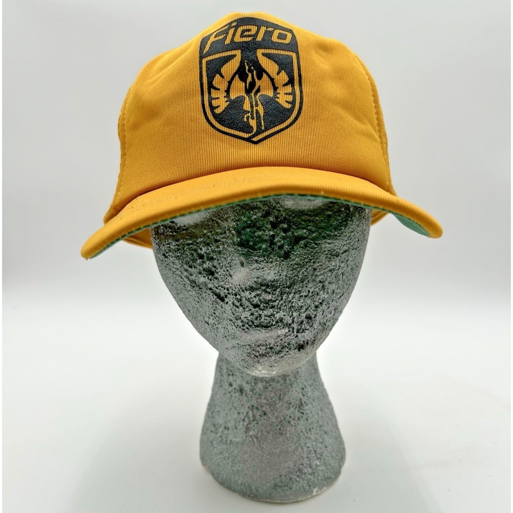 Vintage PONTIAC FIERO Logo Mesh Trucker SnapBack Pontiac Car Gold Black